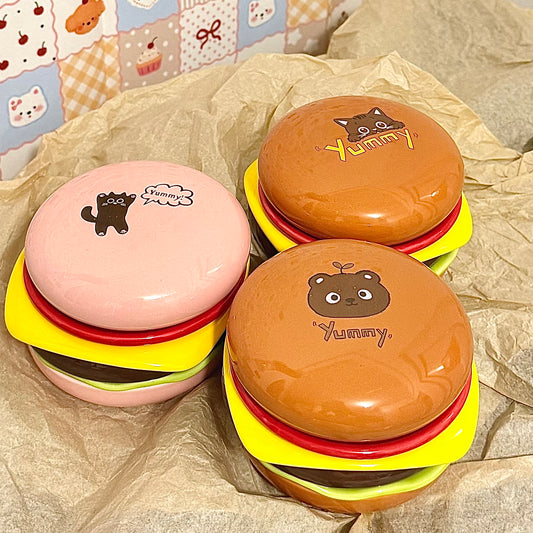 Roztomilý keramický hamburger tácek na omáčky