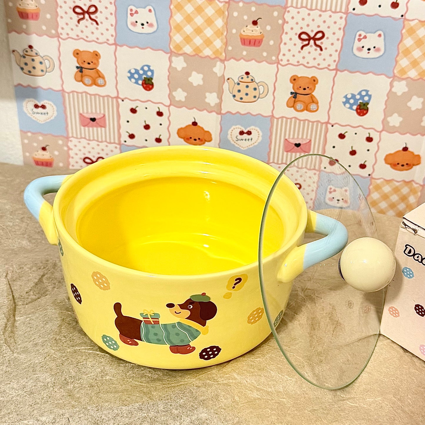 Keramická ramen miska Jezevčík s víkem
