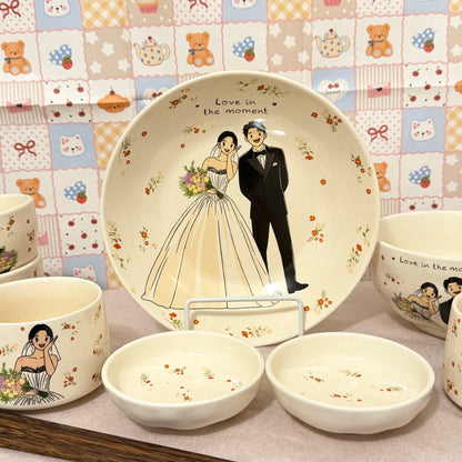 Souprava keramického nádobí “Happy Wedding” - 12 dílna pro 2 osoby