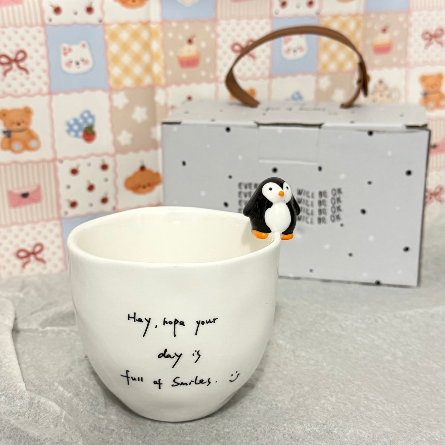 Roztomilý keramický hrneček 3D design se zvířátkem na okraji,230ml